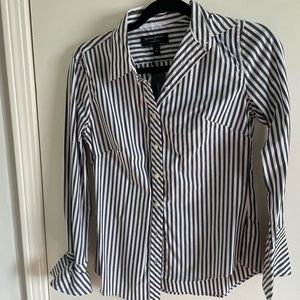Banana Republic Gray & White Striped Shirt